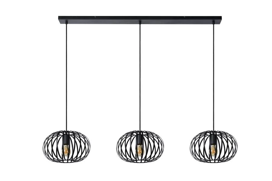 Lucide MANUELA - Pendant light - 3xE27 - Black - off